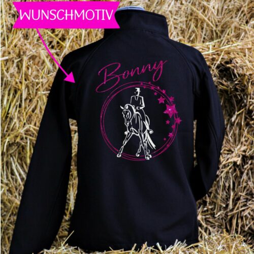 Softshell Jacke GLITZER  <br>"Wunschpferd im Sternkreis" <br> PERSONALISIERBAR