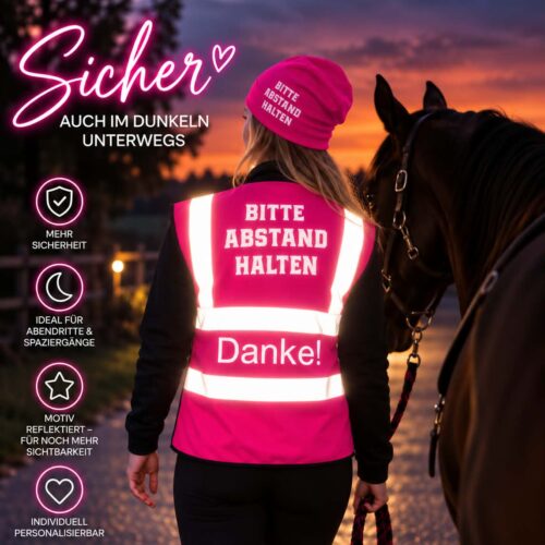 WARNWESTE + BEANIE<BR> "BITTE ABSTAND HALTEN"