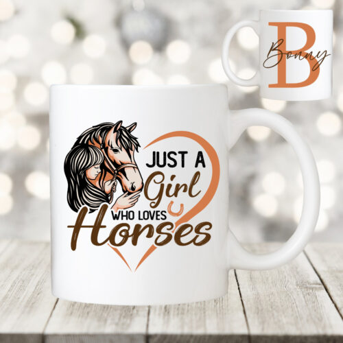 PFERDETASSE <br>"Just a Girl... + WUNSCHNAME" <br> PERSONALISIERT