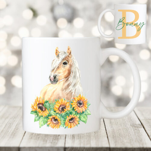 PFERDETASSE <br>"HAFLINGER SUNFLOWER+ WUNSCHNAME" <br> PERSONALISIERT