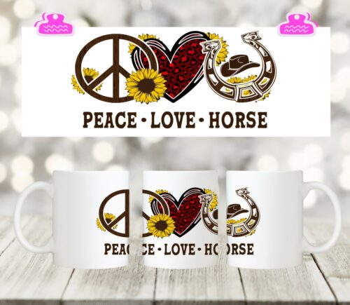 PFERDETASSE <br>"PEACE - LOVE - HORSE"