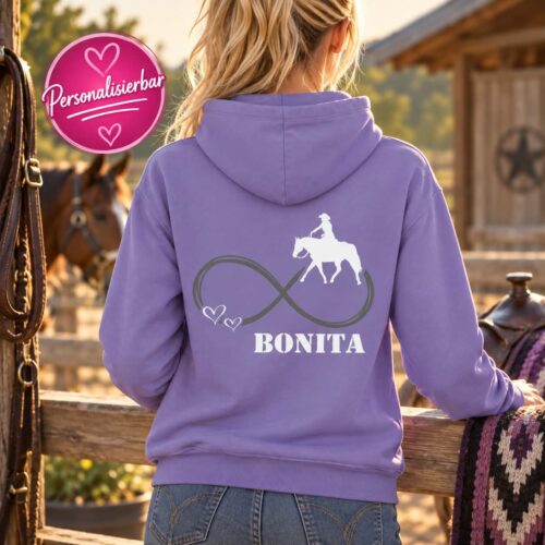HOODIE - GLITZER <BR> „INFINITY HORSE" <br> PERSONALISIERBAR