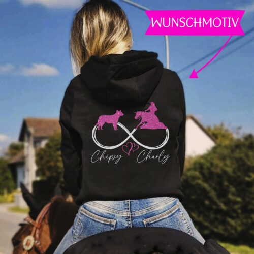 KAPUZENJACKE - GLITZER <BR> "INFINITY HORSE AND DOG"<br> PERSONALISIERBAR