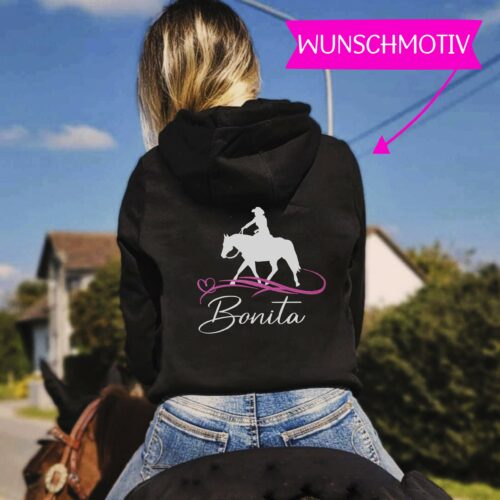 KAPUZENJACKE - GLITZER <BR> "HERZRANKE - WUNSCHPFERD"<br> PERSONALISIERBAR