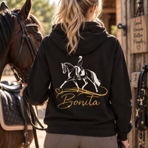 HOODIE - GLITZER <BR> „HERZRANKE - WUNSCHPFERD" <br> PERSONALISIERBAR
