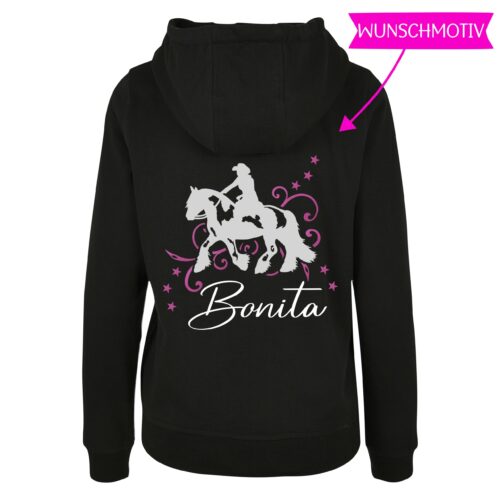 HOODIE - GLITZER <BR> „STERNRANKE - WUNSCHPFERD" <br> PERSONALISIERBAR