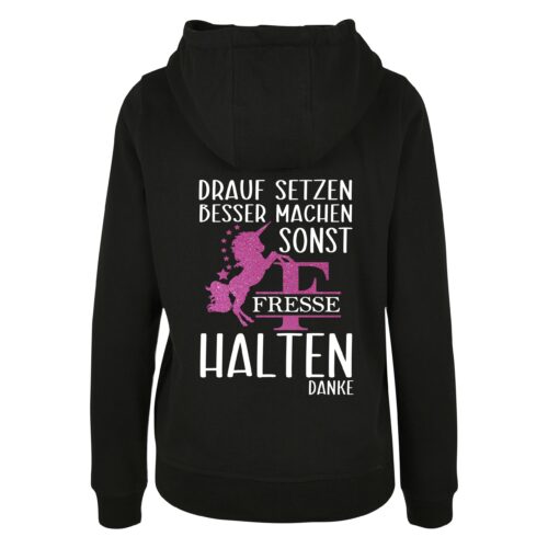 HOODIE - GLITZER <BR> „DRAUF SETZEN, BESSER MACHEN" <br> PERSONALISIERBAR