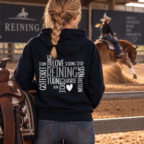 HOODIE - GLITZER <BR> „REINING - WORDART" <br> PERSONALISIERBAR