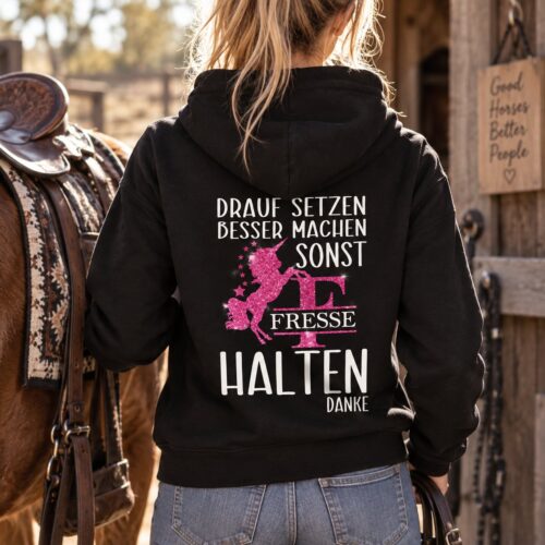HOODIE - GLITZER <BR> „DRAUF SETZEN "UNICORN" <br> PERSONALISIERBAR