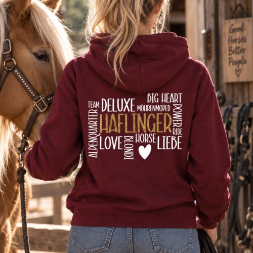 HOODIE - GLITZER <BR> „HAFLINGER - WORDART" <br> PERSONALISIERBAR
