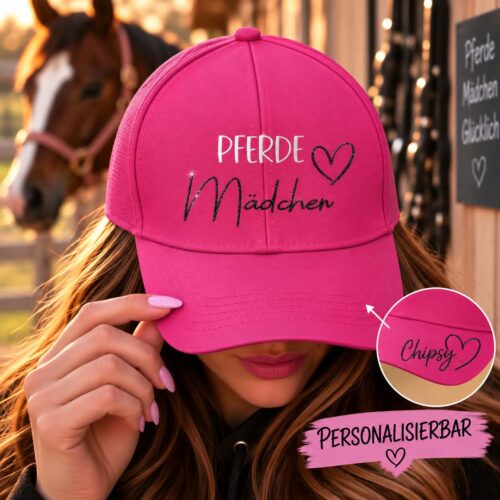 BASECAP GLITZER <br>"PFERDE MÄDCHEN" <br> PERSONALISIERBAR