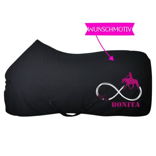 ABSCHWITZDECKE GLITZER<BR> „WUNSCHPFERD - INFINITY"<br> PERSONALISIERBAR