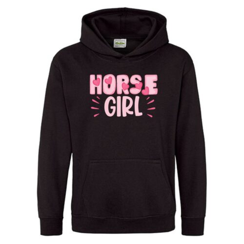 KINDER HOODIE<BR> „HORSE GIRL HEARTS" <br> PERSONALISIERBAR