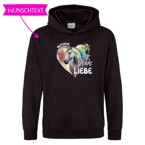 KINDER HOODIE<BR> „PFERDE LIEBE" <br> PERSONALISIERBAR