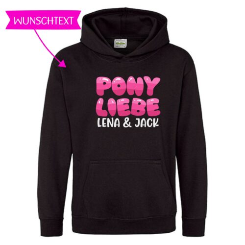 KINDER HOODIE<BR> „PONY LIEBE" <br> PERSONALISIERBAR