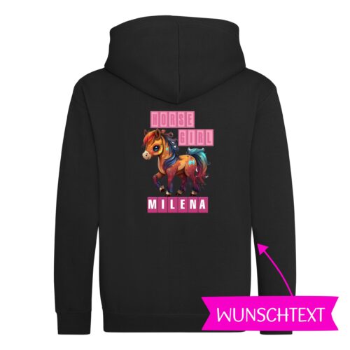 KINDER KAPUZENJACKE<BR> "HORSE GIRL LITTLE PONY"<br> PERSONALISIERBAR