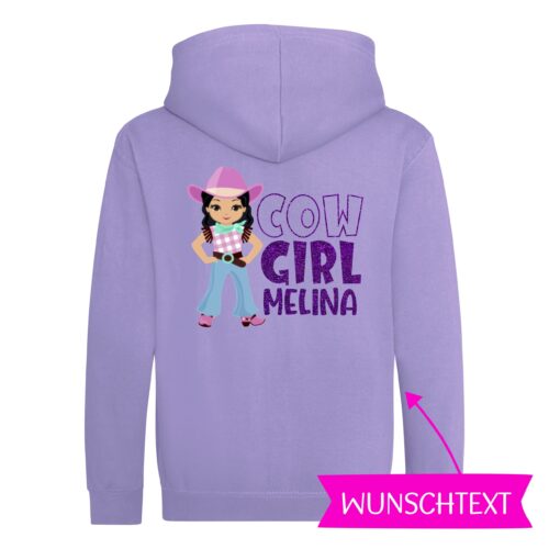 KINDER KAPUZENJACKE GLITZER<BR> "COOL COWGIRL"<br> PERSONALISIERBAR