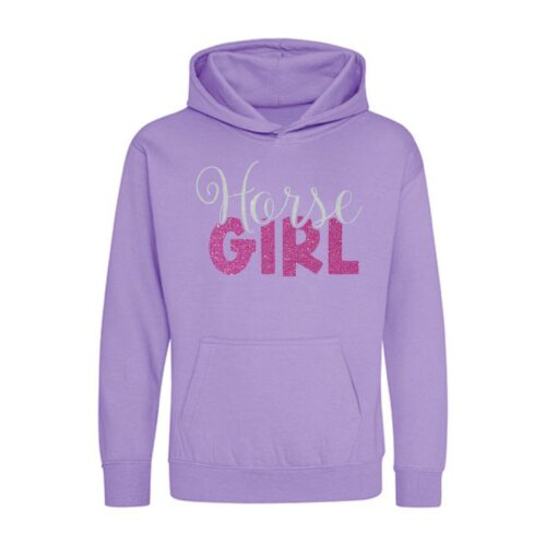 KINDER HOODIE GLITZER<BR> „HORSE GIRL" <br> PERSONALISIERBAR