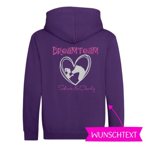 KINDER HOODIE GLITZER<BR> „DREAMTEAM" <br> PERSONALISIERBAR