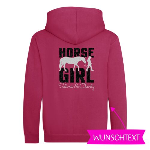 SALE!!!<br>KINDER HOODIE GLITZER<BR> „WALKING HORSE GIRL" <br> PERSONALISIERBAR