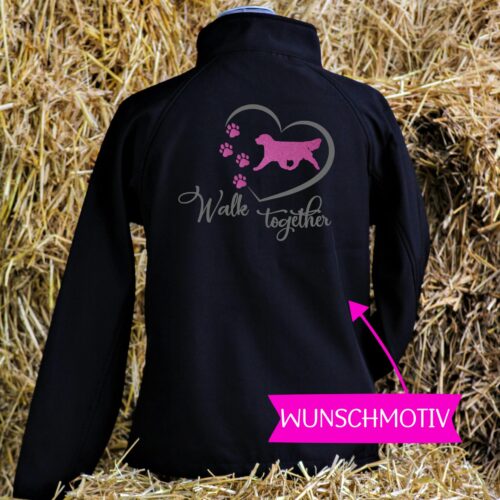 SOFTSHELL JACKE - GLITZER <br>"WALK TOGETHER" <BR> WUNSCHRASSE<br> PERSONALISIERBAR
