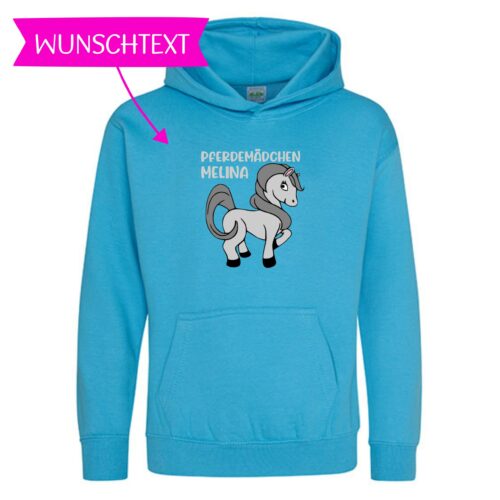 KINDER HOODIE<BR> „PFERDEMÄDCHEN" <br> PERSONALISIERBAR