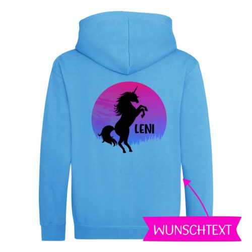 KINDER KAPUZENJACKE<BR> "SUNSET UNICORN"<br> PERSONALISIERBAR