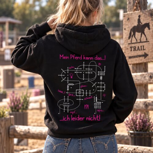 HOODIE<BR> „TRAIL PATTERN - MEIN PFERD KANN DAS" <br> PERSONALISIERBAR