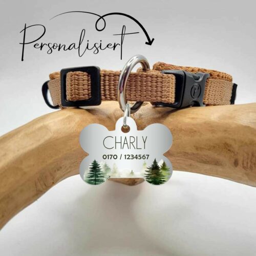 HUNDEMARKE - 3 FORMEN <BR> "TREES" PERSONALISIERT