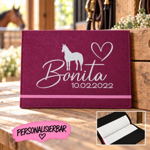 EQUIDENPASS HÜLLE GLITZER<br> "WUNSCHPFERD HERZ" <br>PERSONALISIERT