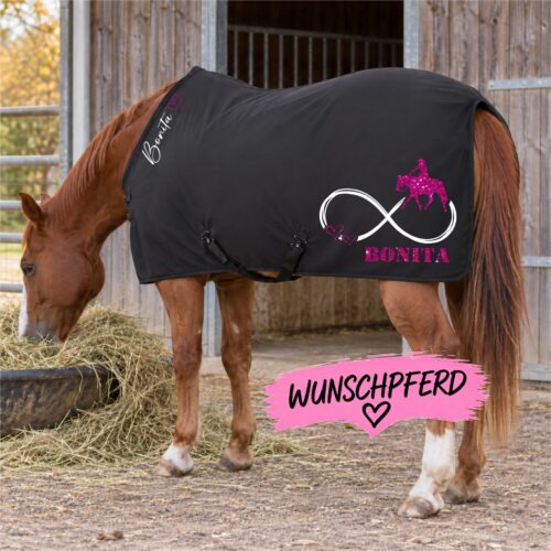 ABSCHWITZDECKE GLITZER<BR> „WUNSCHPFERD - INFINITY"<br> PERSONALISIERBAR