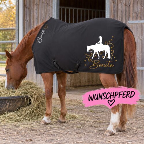 ABSCHWITZDECKE GLITZER<BR> „WUNSCHPFERD - STERNRANKE" <br> PERSONALISIERBAR