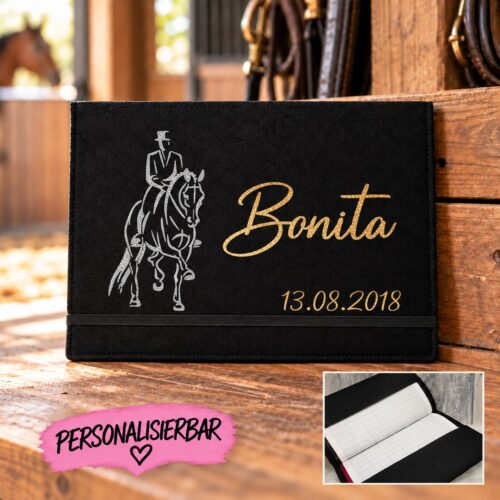 EQUIDENPASS HÜLLE GLITZER<br> "DRESSUR REITER" <br>PERSONALISIERT