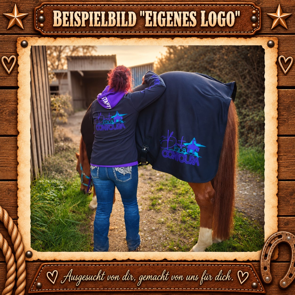 ABSCHWITZDECKE GLITZER<BR> „WUNSCHPFERD - STERNRANKE" <br> PERSONALISIERBAR