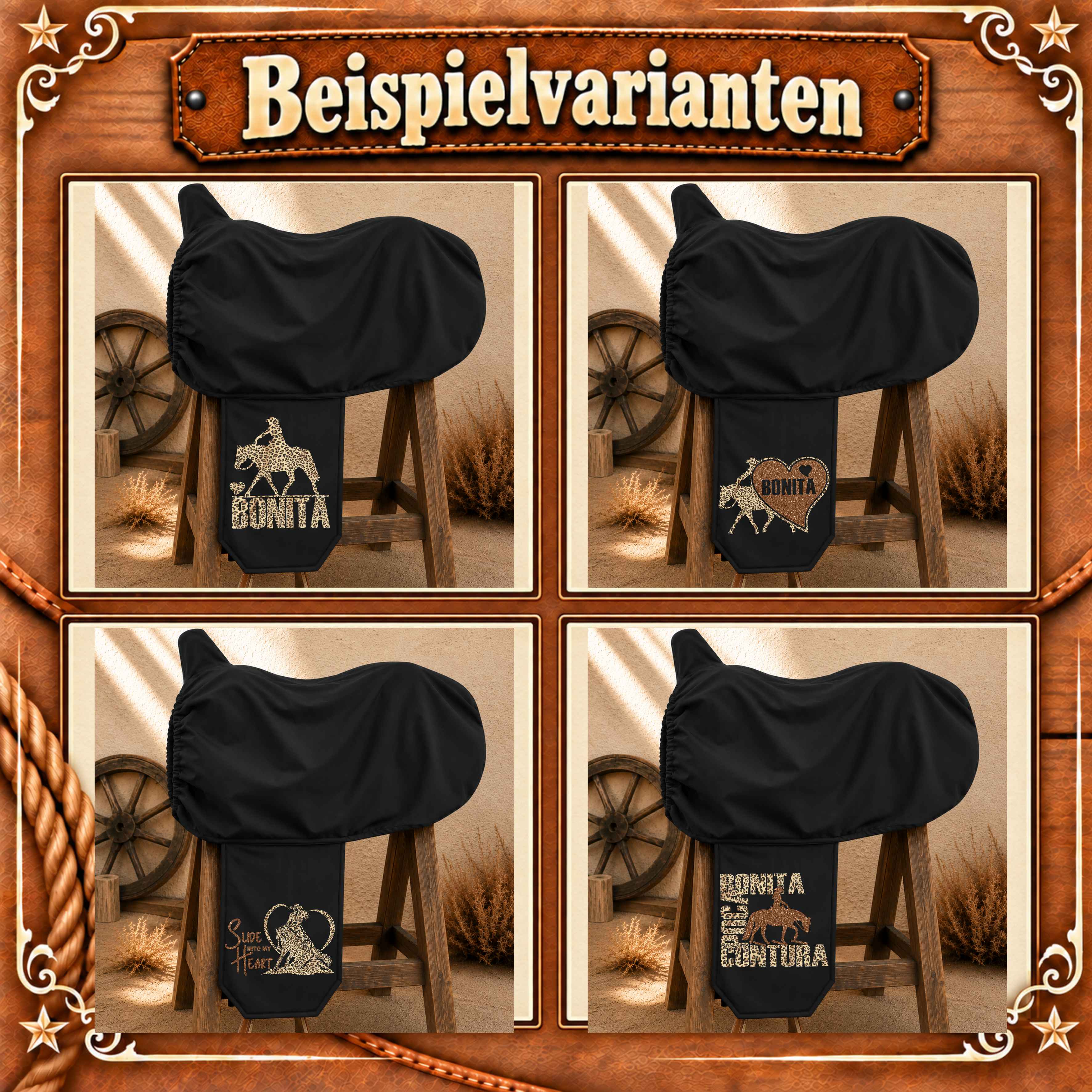 SATTELSCHONER "LEO" <br>„WUNSCHDESIGN"<br> PERSONALISIERBAR